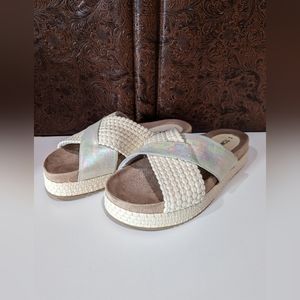 Tom's Paloma Slide Silver/Beige Women's 8